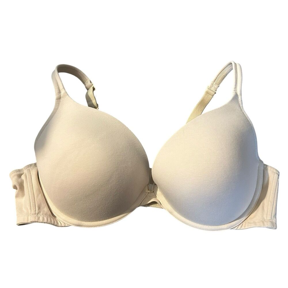 Cacique Bra Nude 46C Underwired Padded Boost Plunge Straps Balconette Comfort